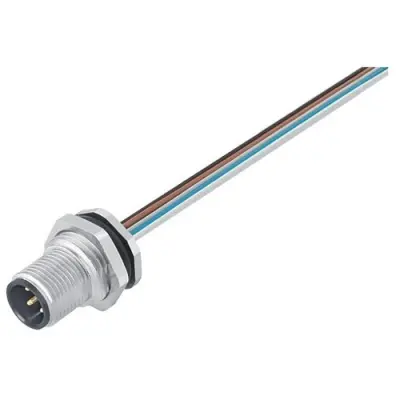 Panel plug, M12, 12 pole, strand connection, screw locking, straight, 09 3491 116 12 - 1