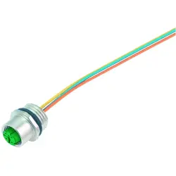 Panel socket, M12, 4 pole, strand connection, screw locking, straight, 09 3732 700 04