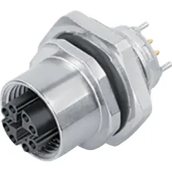 Panel socket, M12, 8 pole, THT, screw locking, straight, 09 3782 95 08