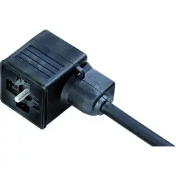 Sensor actuator cable, valve connector DIN shape A to open end, 2 pole + PE, 3 m, PUR, black, 10 A, 31 5234 300 000