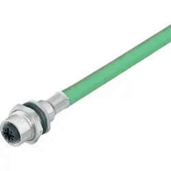 Panel socket, M12, 4 pole, cable connection, screw locking, straight, 70 3734 706 04