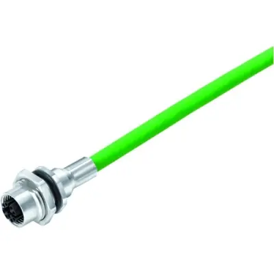 Panel socket, M12, 8 pole, cable connection, screw locking, straight, 70 3784 706 08 - 1