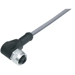 Sensor actuator cable, M12-cable socket, angled to open end, 4 pole, 2 m, PVC, gray, 4 A, 79 3434 13 04