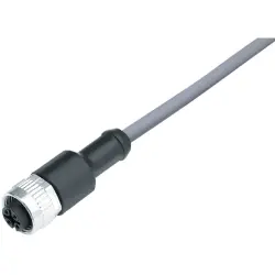 Sensor actuator cable, M12-cable socket, straight to open end, 5 pole, 5 m, PVC, gray, 4 A, 79 3440 15 05
