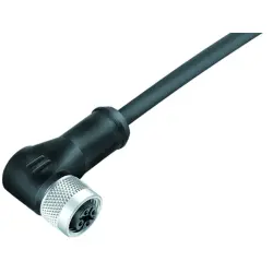 Sensor actuator cable, M12-cable socket, angled to open end, 4 pole, 5 m, PUR, black, 4 A, 79 3534 37 04