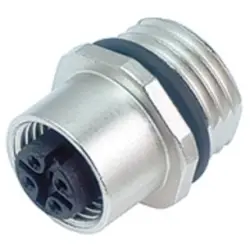 Panel socket, M12, 5 pole, solder connection, screw locking, straight, 86 0132 0002 00005