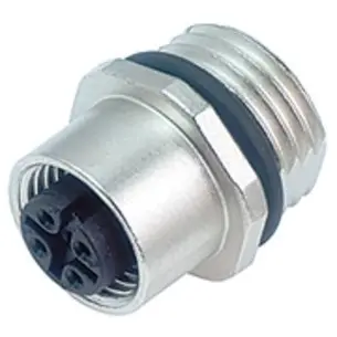 Panel socket, M12, 5 pole, solder connection, screw locking, straight, 86 0132 0002 00005 - 1