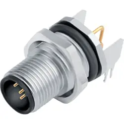 Panel plug, M12, 4 pole, THT, screw locking, angled, 86 0531 1121 00004