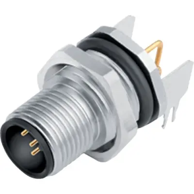 Panel plug, M12, 4 pole, THT, screw locking, angled, 86 0531 1121 00004 - 1