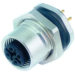 Panel socket, M12, 5 pole, THT, screw locking, straight, 86 0532 1000 00005
