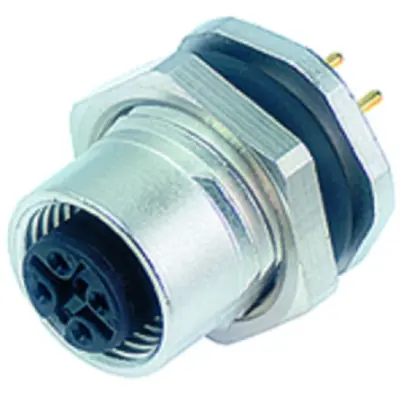 Panel socket, M12, 5 pole, THT, screw locking, straight, 86 0532 1000 00005 - 1