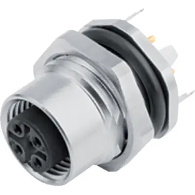 Panel socket, M12, THT, screw locking, straight, 86 0532 1120 00012 - 1