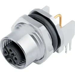 Panel socket, M12, 5 pole, THT, screw locking, straight, 86 0532 1121 00005