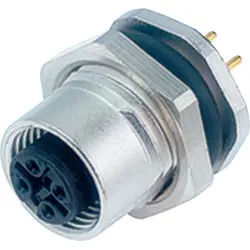 Panel socket, M12, 5 pole, THT, screw locking, straight, 86 0632 1000 00005