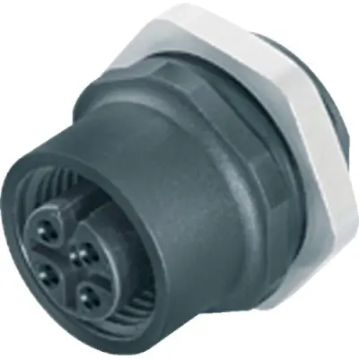Panel socket, M12, 4 pole, solder connection, screw locking, straight, 86 4232 1002 00004 - 1