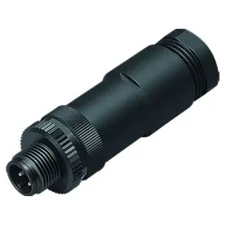 Plug, M12, 4 pole, screw connection, screw locking, straight, 99 0429 142 04
