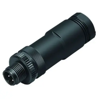 Plug, M12, 4 pole, screw connection, screw locking, straight, 99 0429 142 04 - 1