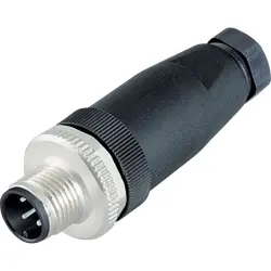 Plug, M12, 4 pole, screw connection, screw locking, straight, 99 0429 15 04