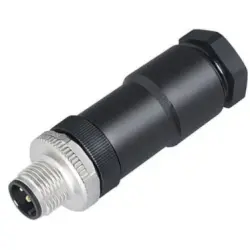 Plug, M12, 4 pole, screw connection, screw locking, straight, 99 0429 19 04