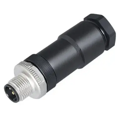 Plug, M12, 4 pole, screw connection, screw locking, straight, 99 0429 19 04 - 1