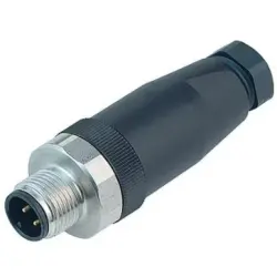 Plug, M12, 4 pole, screw connection, screw locking, straight, 99 0429 282 04