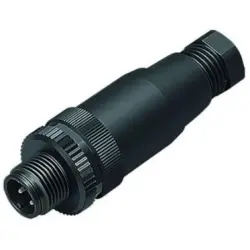 Plug, M12, 4 pole, screw connection, screw locking, straight, 99 0429 43 04