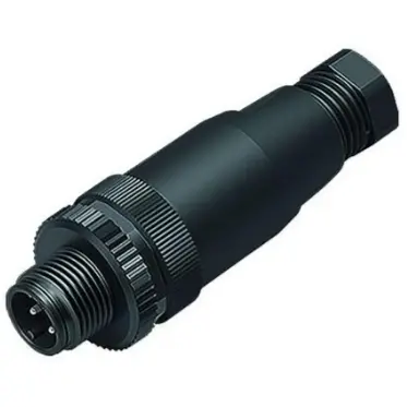Plug, M12, 4 pole, screw connection, screw locking, straight, 99 0429 43 04 - 1