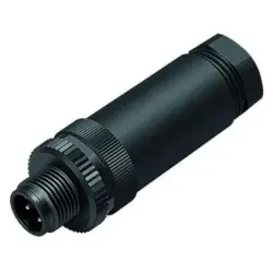 Plug, M12, 4 pole, screw connection, screw locking, straight, 99 0429 57 04