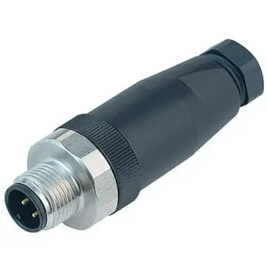 Plug, M12, 4 pole, screw connection, screw locking, straight, 99 0429 82 04 - 1