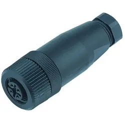 Jack, M12, 4 pole, screw connection, screw locking, straight, 99 0430 10 04