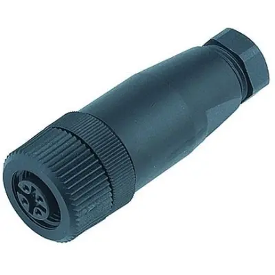 Jack, M12, 4 pole, screw connection, screw locking, straight, 99 0430 10 04 - 1