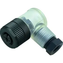 Jack, M12, 4 pole, screw connection, screw locking, angled, 99 0430 20 04