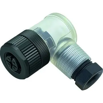 Jack, M12, 4 pole, screw connection, screw locking, angled, 99 0430 20 04 - 1