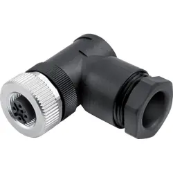 Jack, M12, 4 pole, screw connection, screw locking, angled, 99 0430 58 04