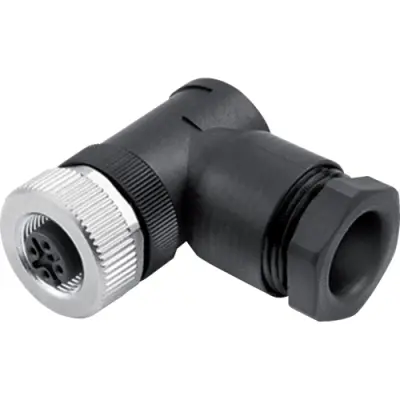 Jack, M12, 4 pole, screw connection, screw locking, angled, 99 0430 58 04 - 1