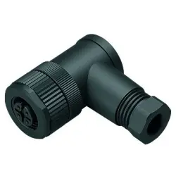 Jack, M12, 4 pole, screw connection, screw locking, angled, 99 0430 69 04