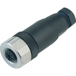 Jack, M12, 5 pole, screw connection, screw locking, straight, 99 0436 282 05