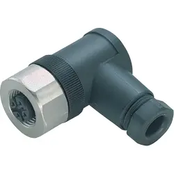 Jack, M12, 5 pole, screw connection, screw locking, angled, 99 0436 292 05