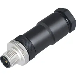 Plug, M12, 5 pole, screw connection, screw locking, straight, 99 0437 19 05