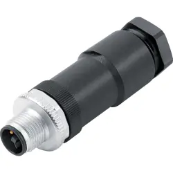 Plug, M12, 4 pole, screw connection, screw locking, straight, 99 0629 19 04