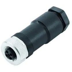 Jack, M12, 4 pole, screw connection, screw locking, straight, 99 0630 19 04