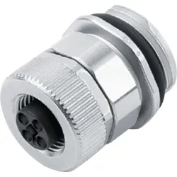 Panel socket, M12, 4 pole, screw connection, screw locking, straight, 99 0634 500 04