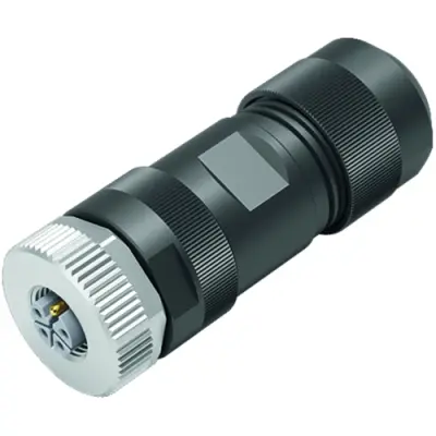 Jack, M12, 4 pole + PE, screw connection, screw locking, straight, 99 0640 29 05 - 1