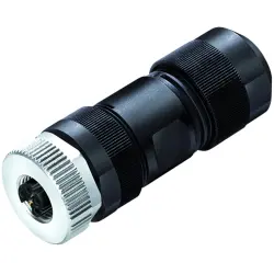 Jack, M12, 4 pole + PE, screw connection, snap lock, straight, 99 0700 29 05