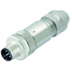 Plug, M12, 4 pole, screw connection, screw locking, straight, 99 1429 814 04