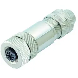 Jack, M12, 4 pole, screw connection, screw locking, straight, 99 1430 814 04