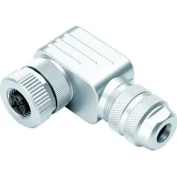 Jack, M12, 4 pole, screw connection, screw locking, angled, 99 1430 822 04
