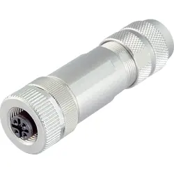 Jack, M12, 4 pole, crimp connection, screw locking, straight, 99 1434 814 04
