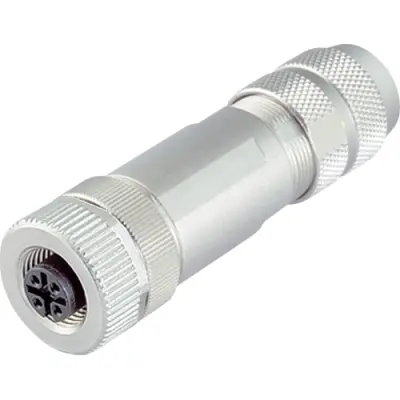 Jack, M12, 4 pole, crimp connection, screw locking, straight, 99 1434 814 04 - 1