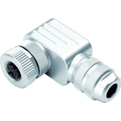 Jack, M12, 5 pole, screw connection, screw locking, angled, 99 1436 820 05 - 1